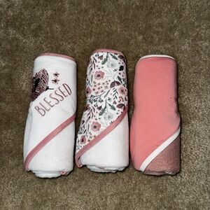 Floral and Pink Baby Hooded Towels